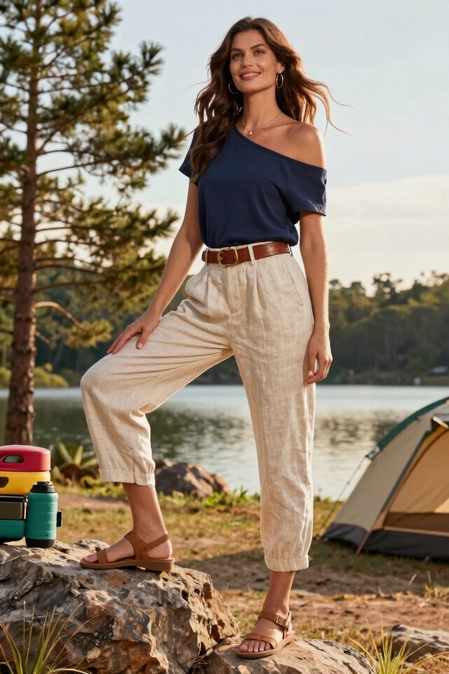 casual sunset camping outfit