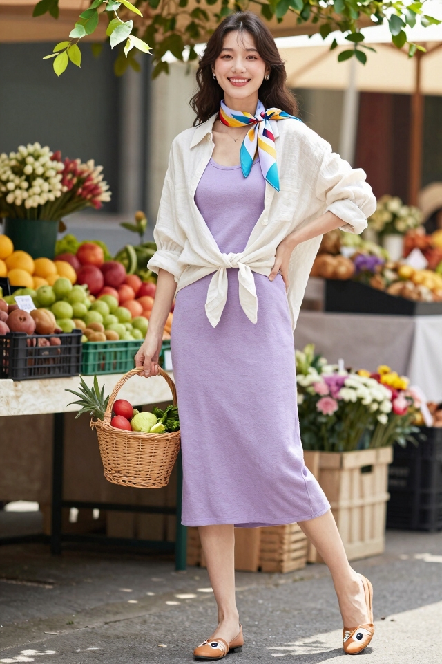 lavender dress linen layer