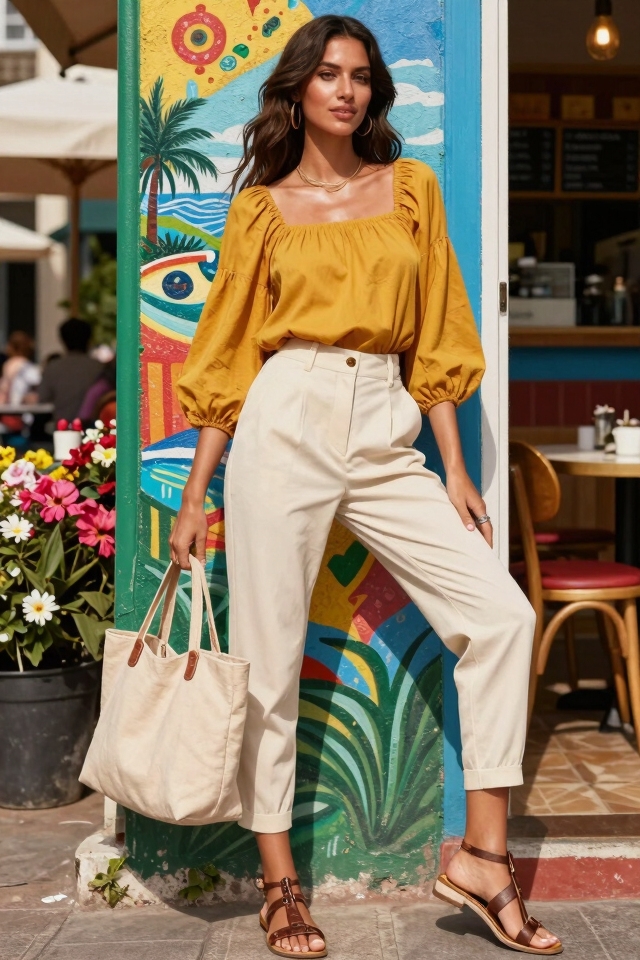 sunny colorful comfortable outfit